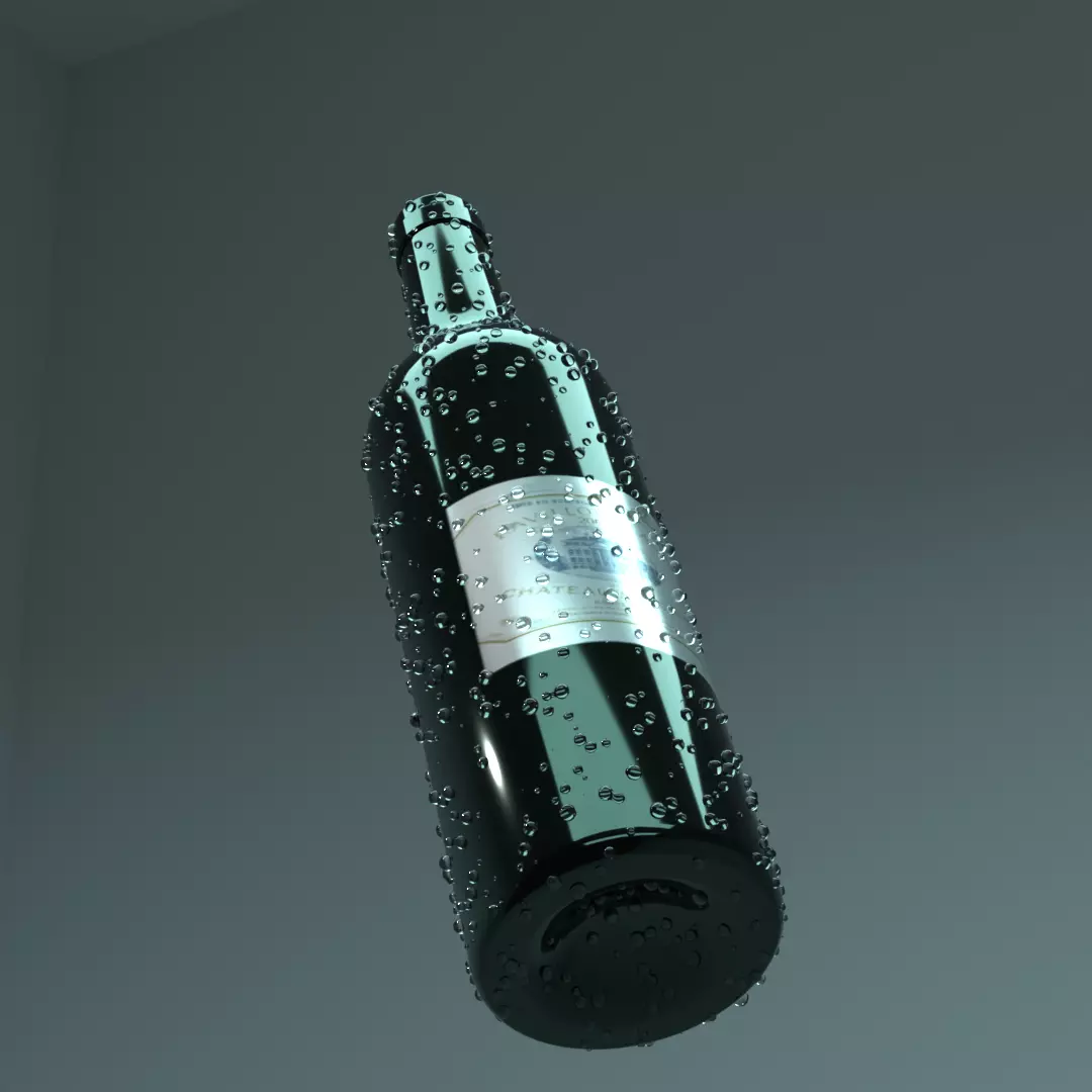Wine bottle with droplets Free low-poly 3D model