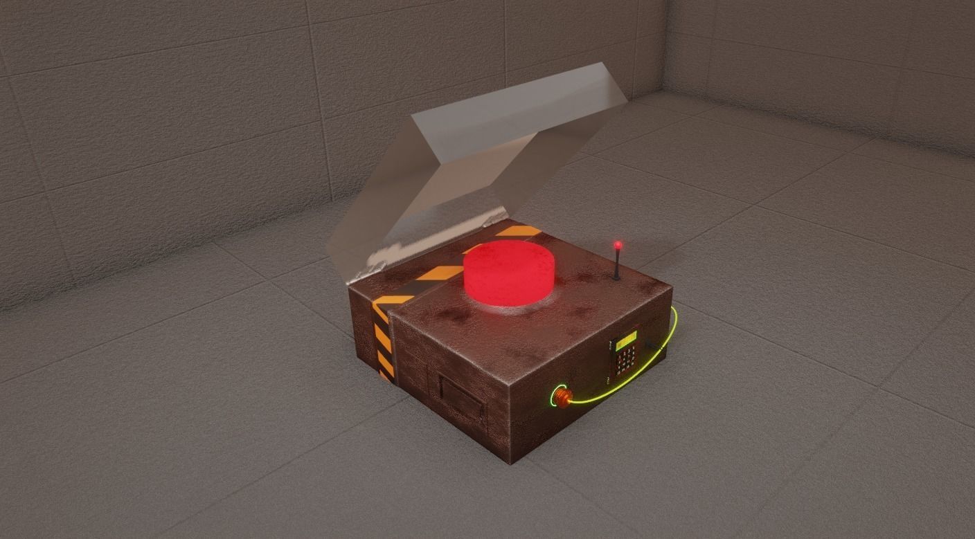 Red botton 3D model_1