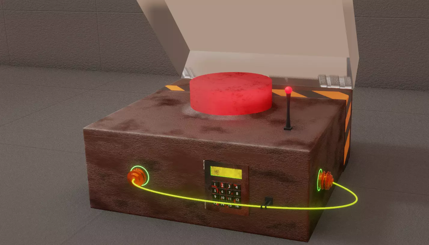Red botton 3D model_0