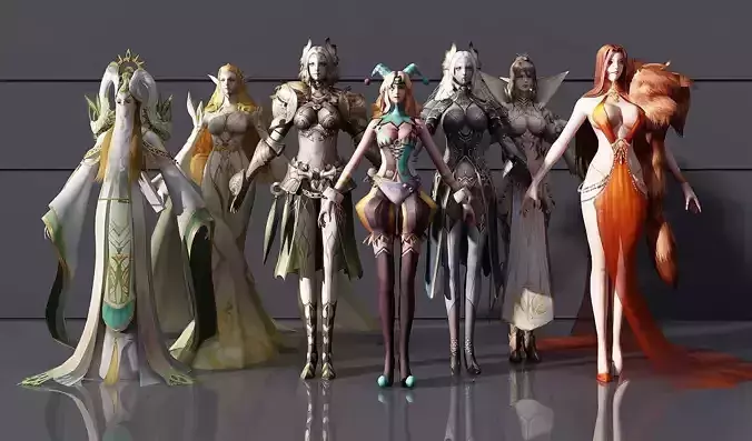 Modern game characters 3D models game scene characters 3D model