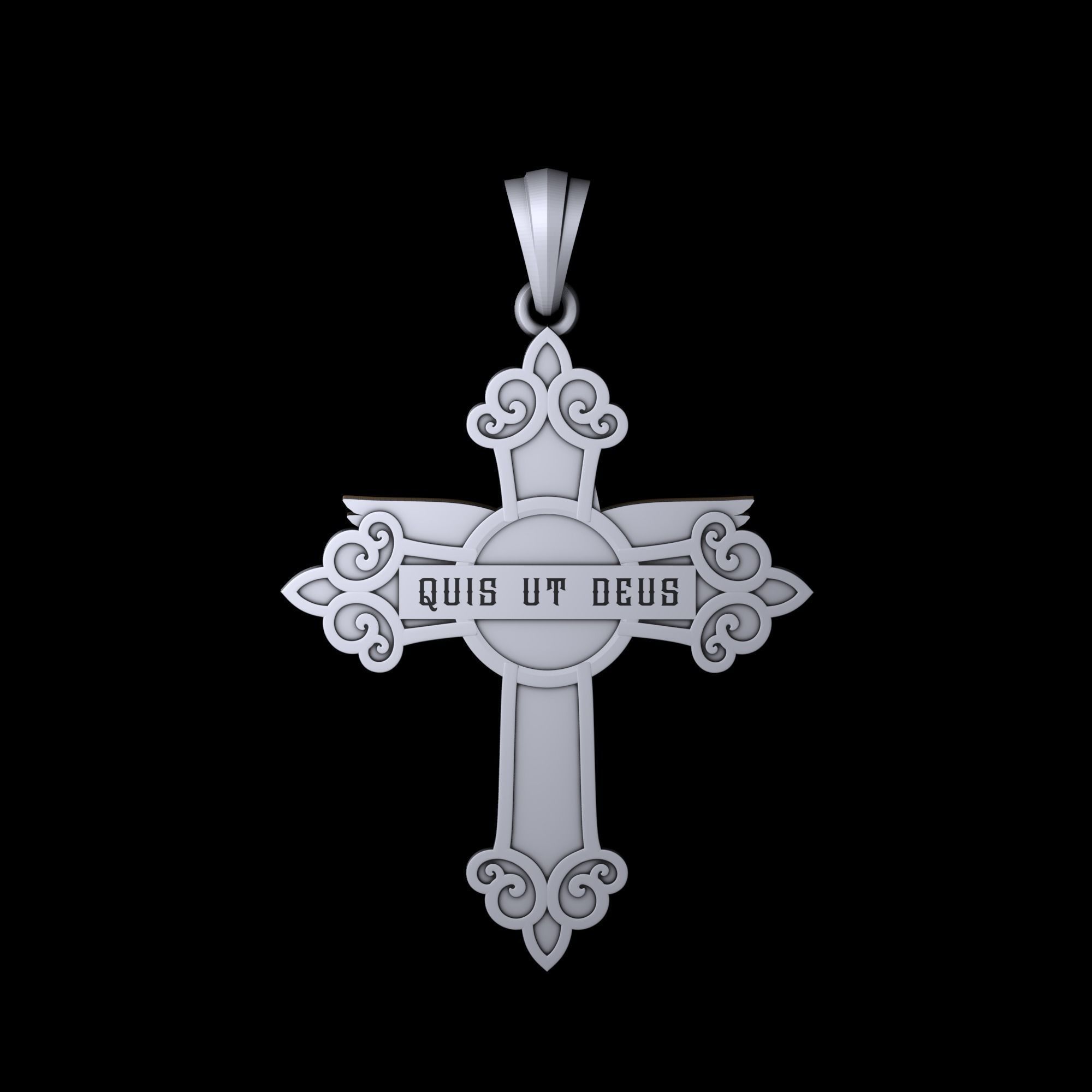 Cross with archangel Michael  3D print model_8