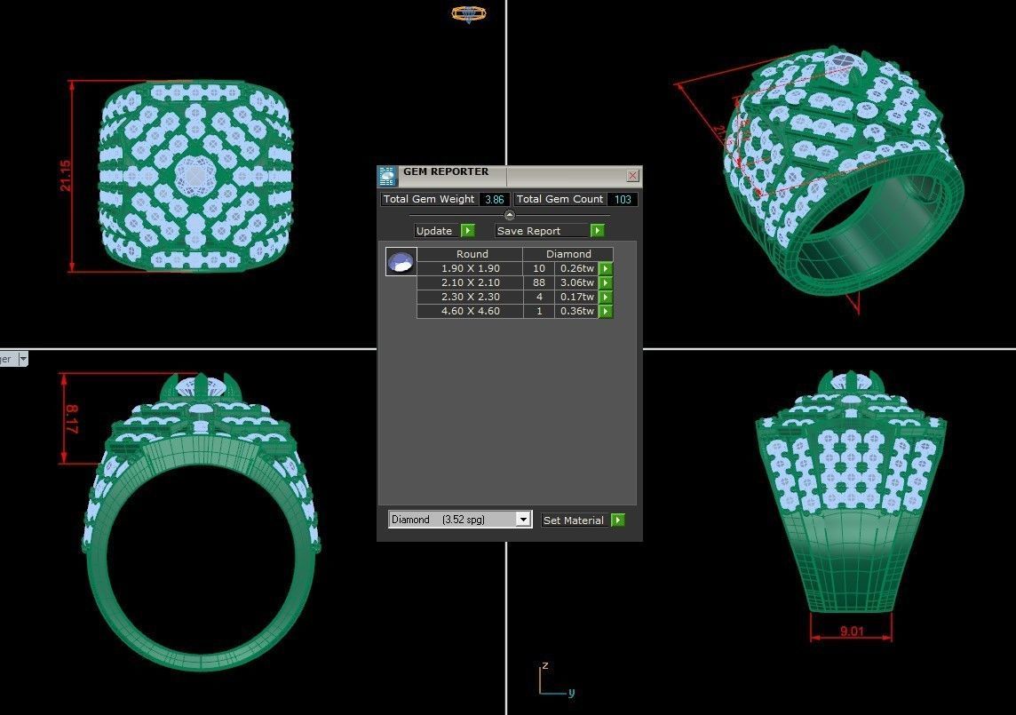 Diamond Man Ring Cad  MR  319 3D print model_5