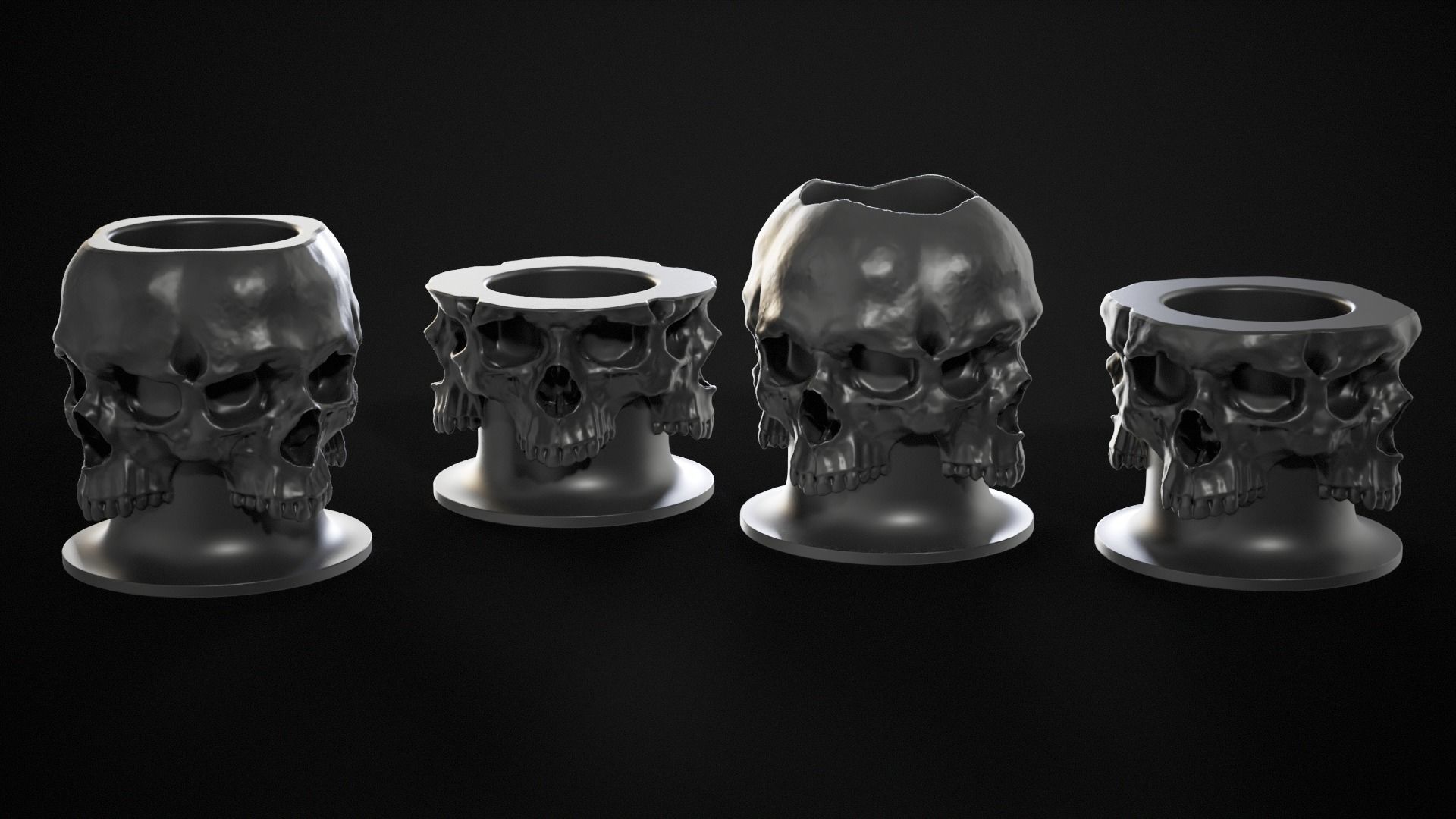 Skull - Stationery stand or vase for flowers 3D print model_4
