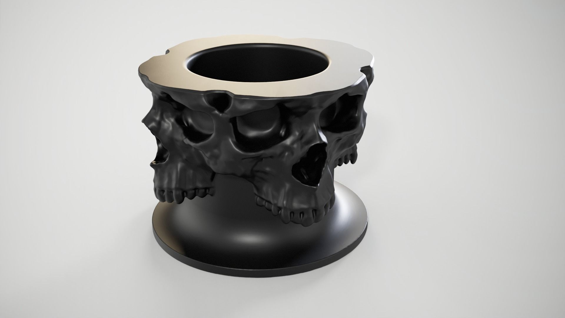Skull - Stationery stand or vase for flowers 3D print model_8