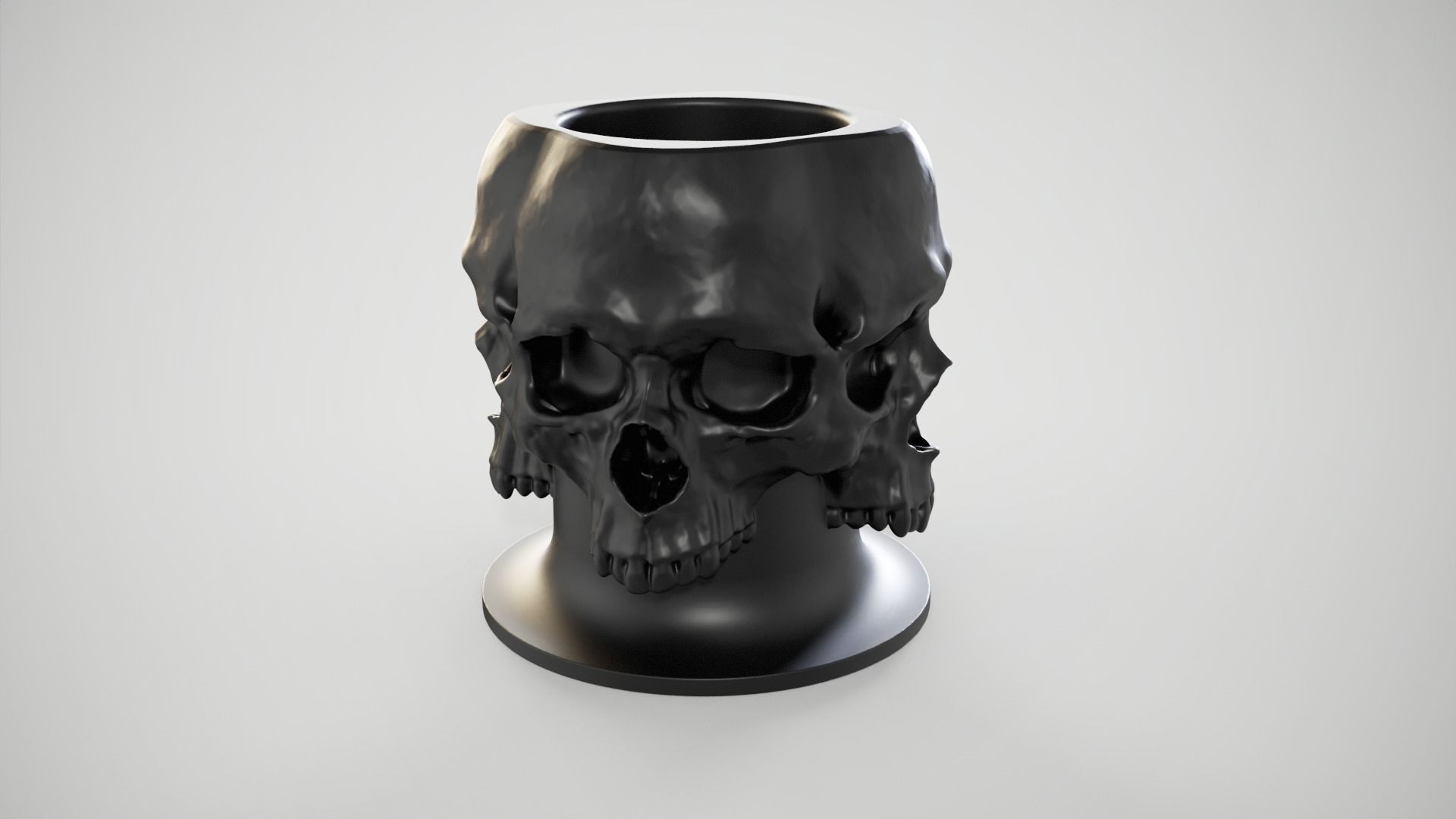 Skull - Stationery stand or vase for flowers 3D print model_7