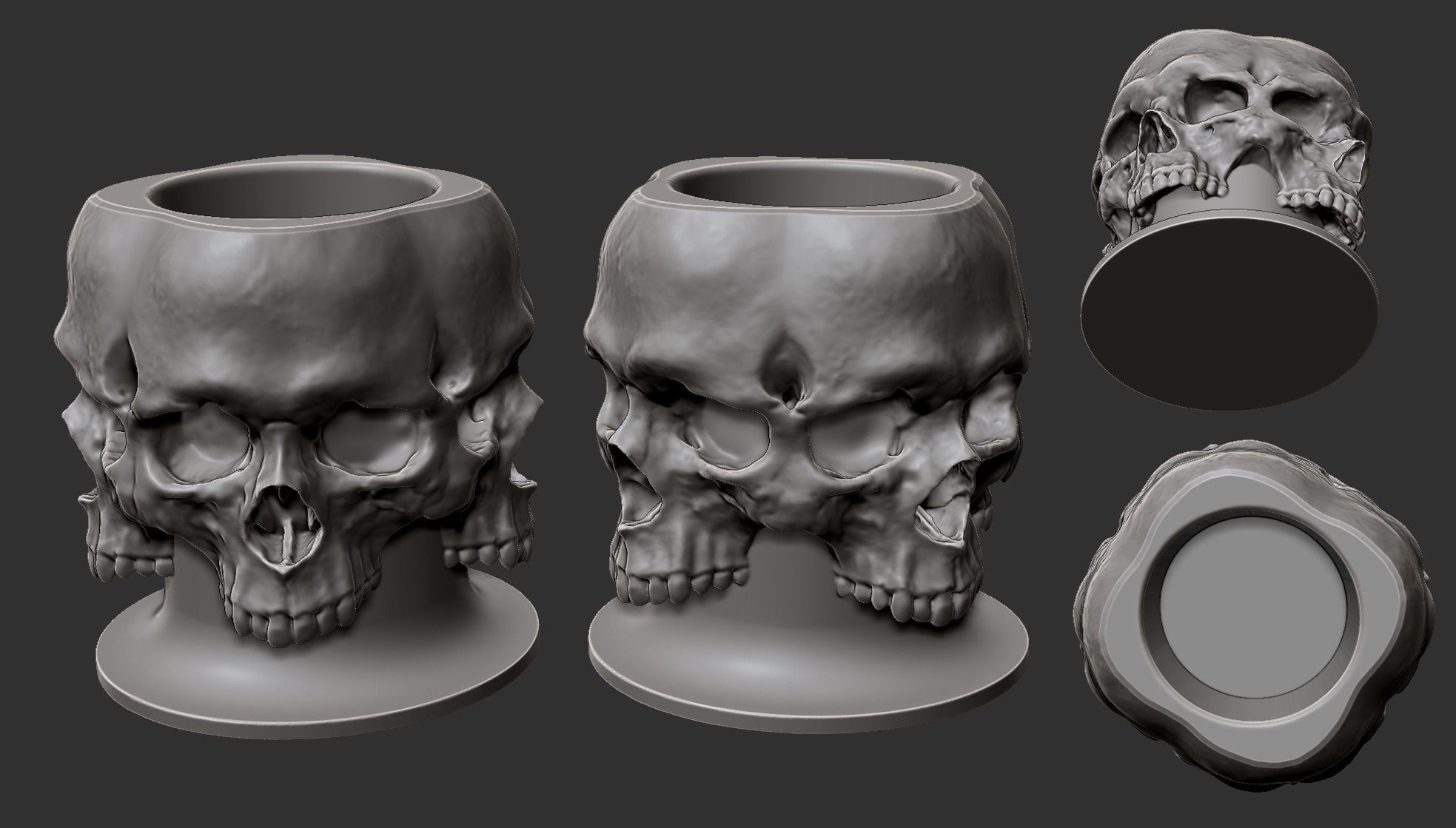 Skull - Stationery stand or vase for flowers 3D print model_17