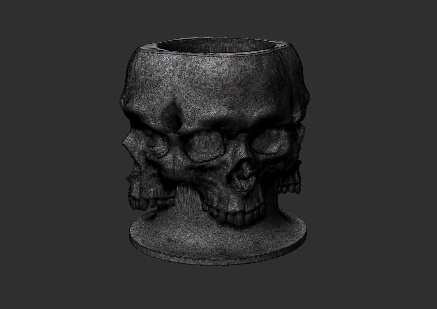 Skull - Stationery stand or vase for flowers 3D print model_16