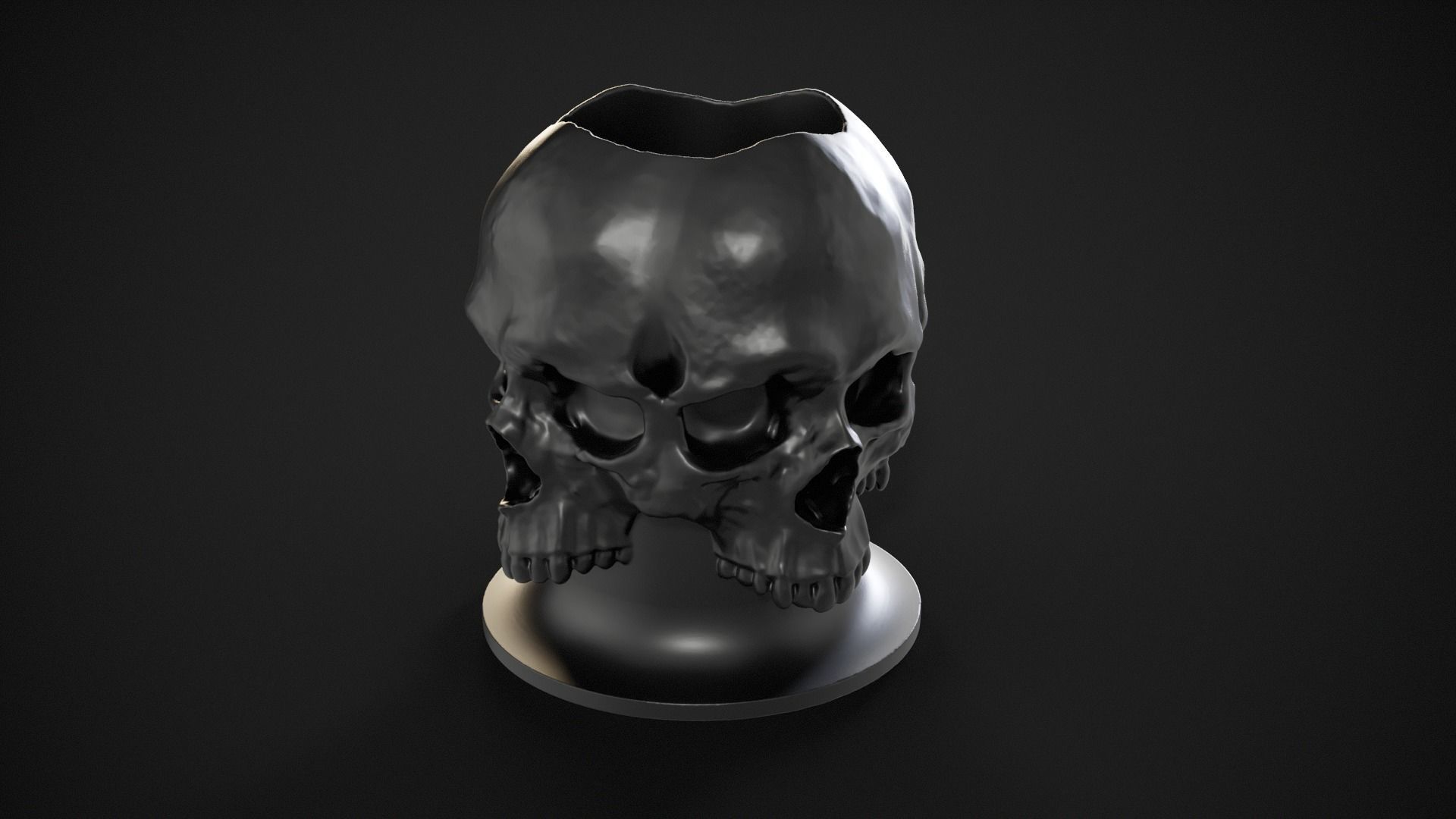 Skull - Stationery stand or vase for flowers 3D print model_9