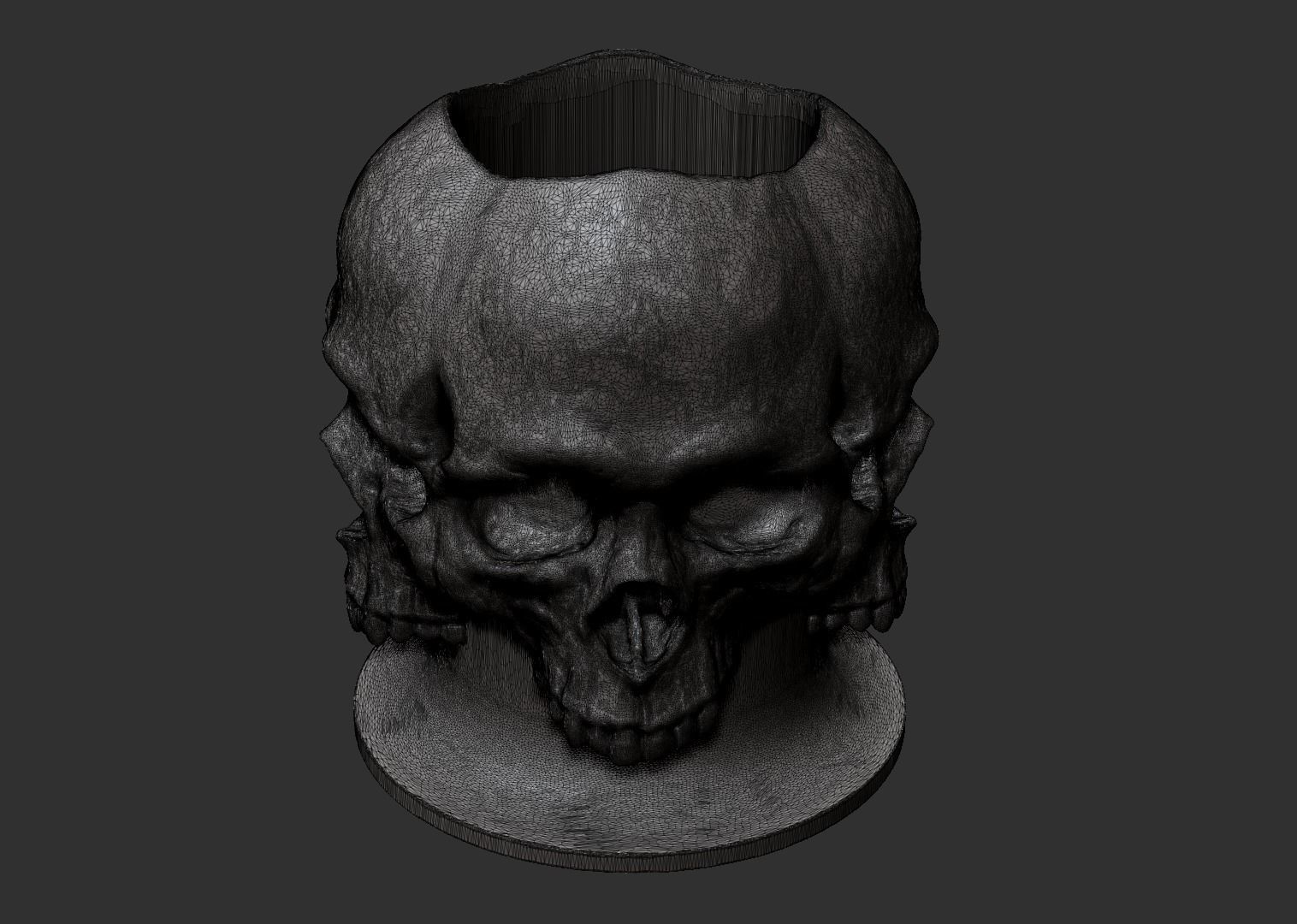 Skull - Stationery stand or vase for flowers 3D print model_13