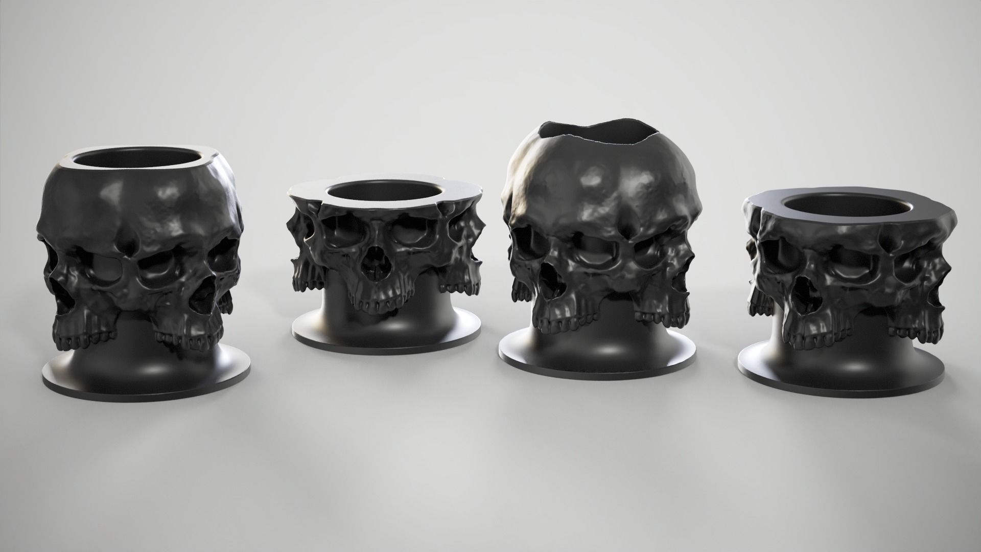 Skull - Stationery stand or vase for flowers 3D print model_3