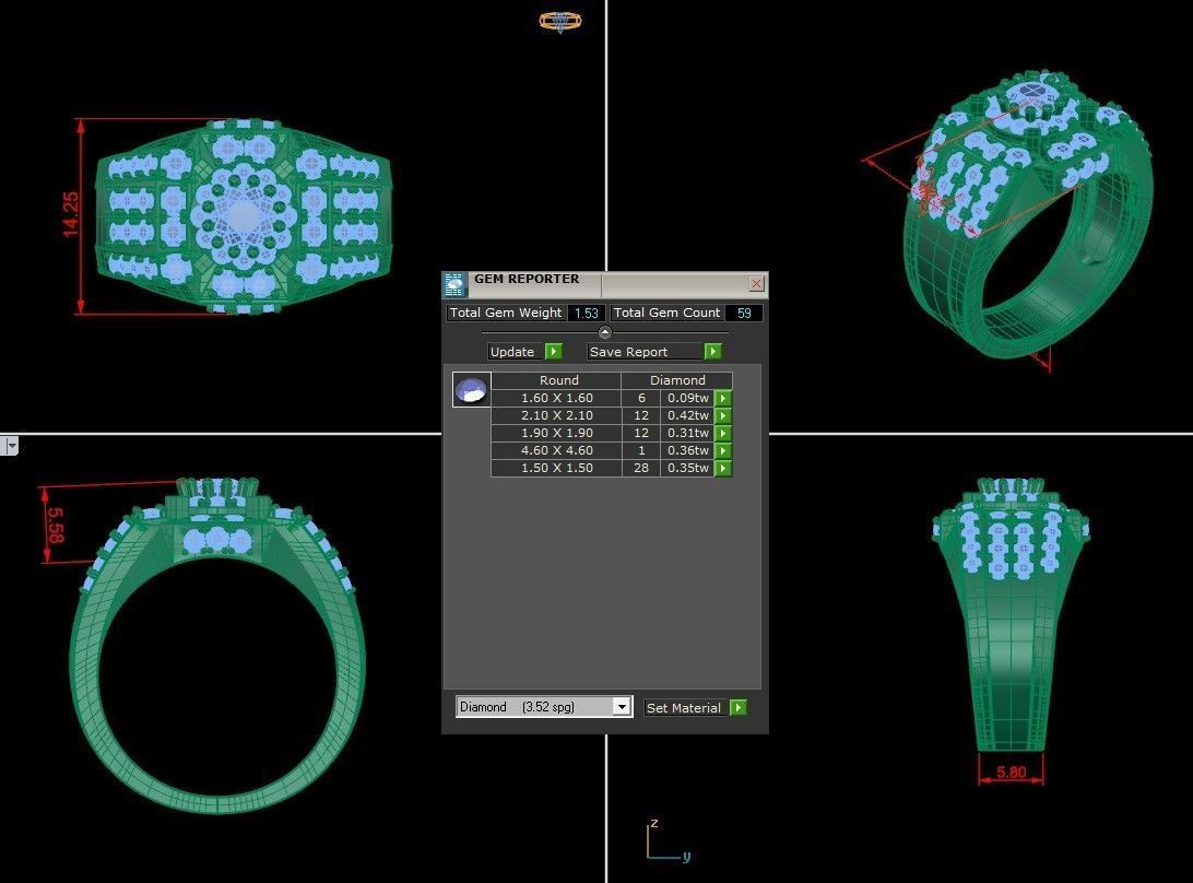 Diamond Man Ring Cad  MR  315 3D print model_6