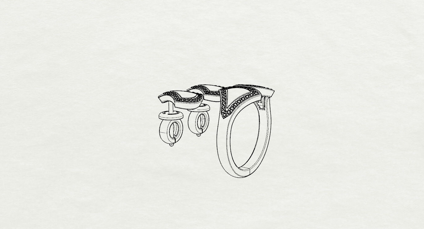 BVLGARI Ring and Earrings 3D print model_17