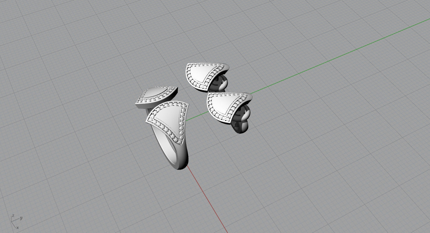 BVLGARI Ring and Earrings 3D print model_12