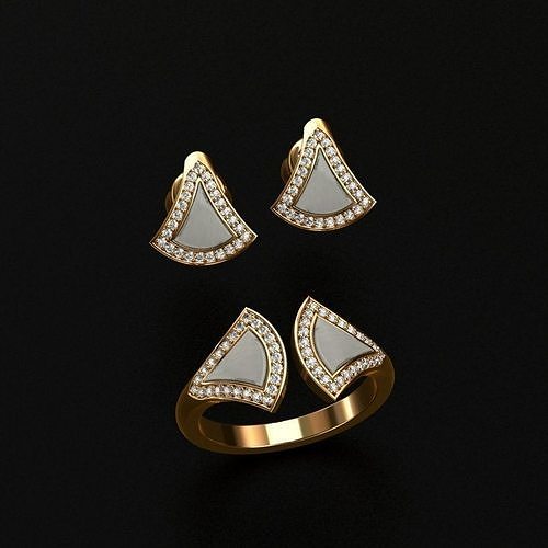 BVLGARI Ring and Earrings 3D print model