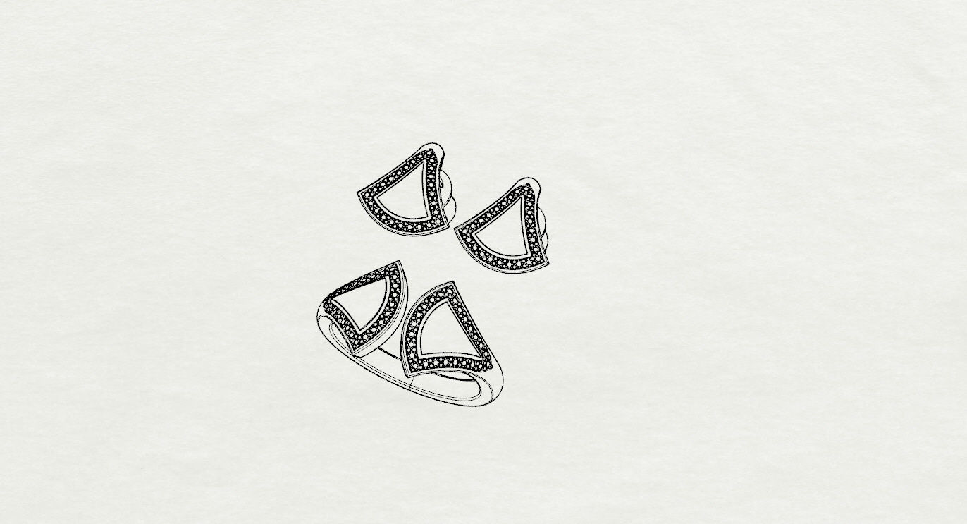 BVLGARI Ring and Earrings 3D print model_19