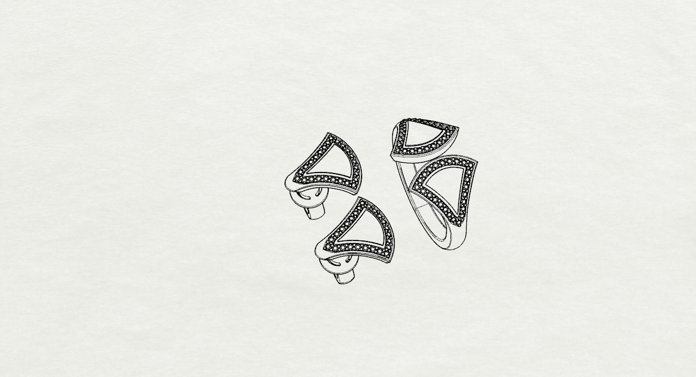 BVLGARI Ring and Earrings 3D print model_16