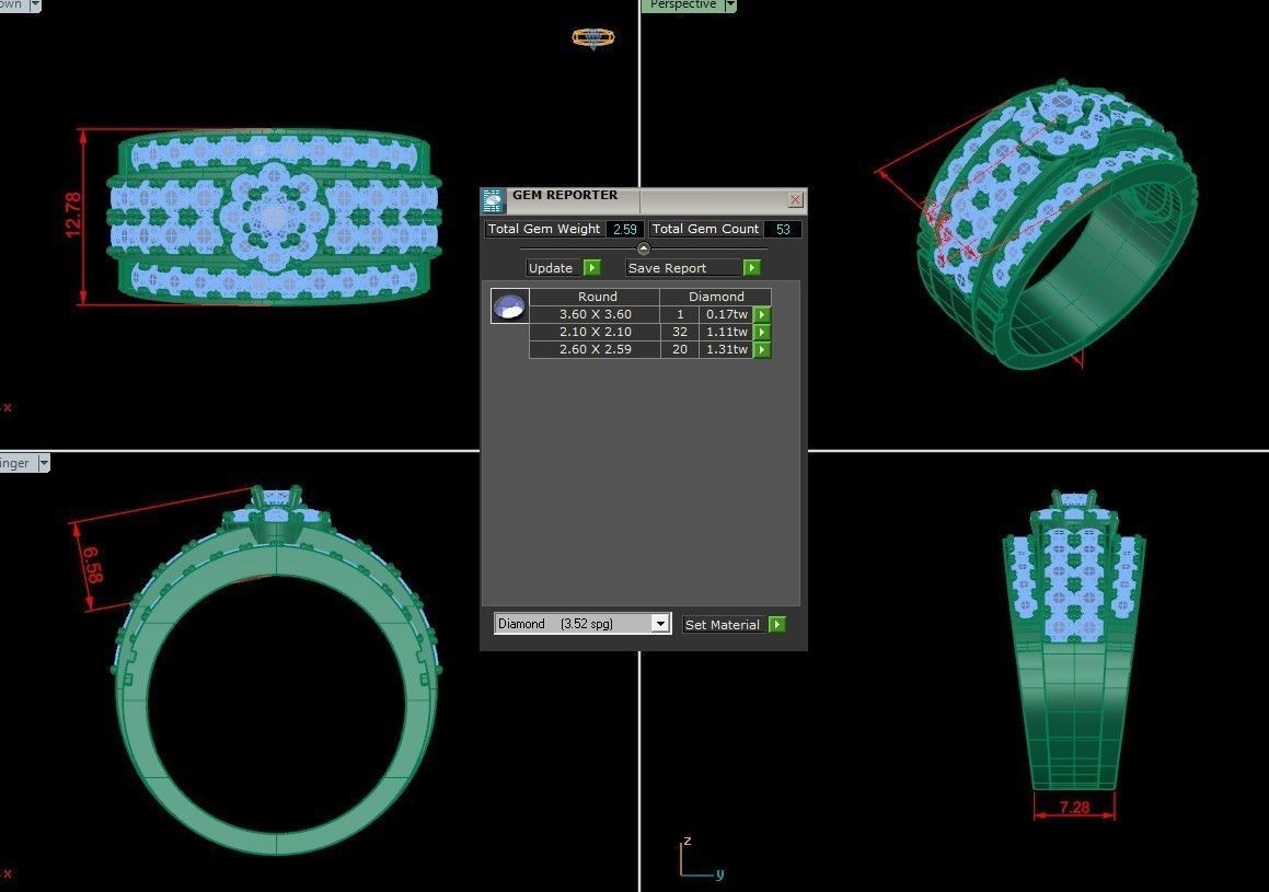 Diamond Man Ring Cad  MR  311 3D print model_5