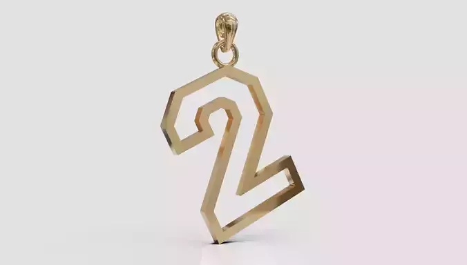 Number 2 sport college pendant 3D print model