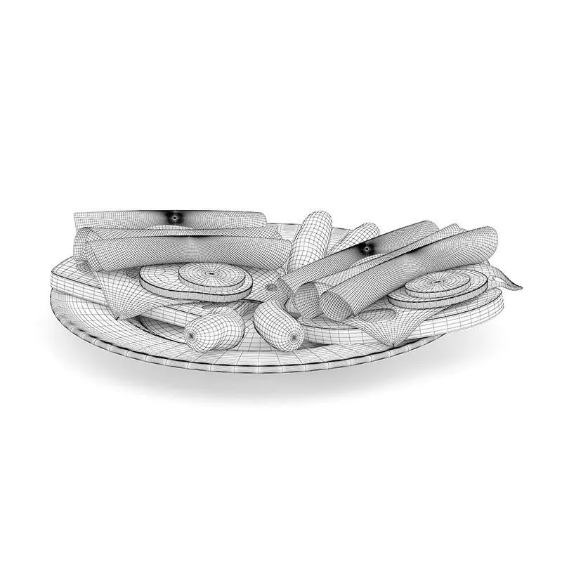 Sandwiches on Plate 3D model_0