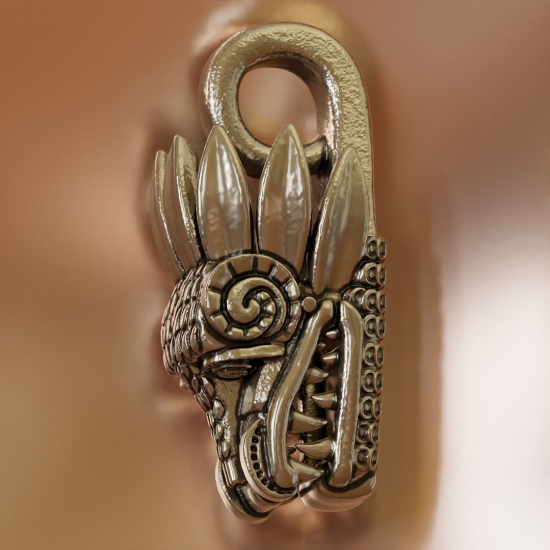 Qetzalcoatl V-2 pendant 3D print model_2