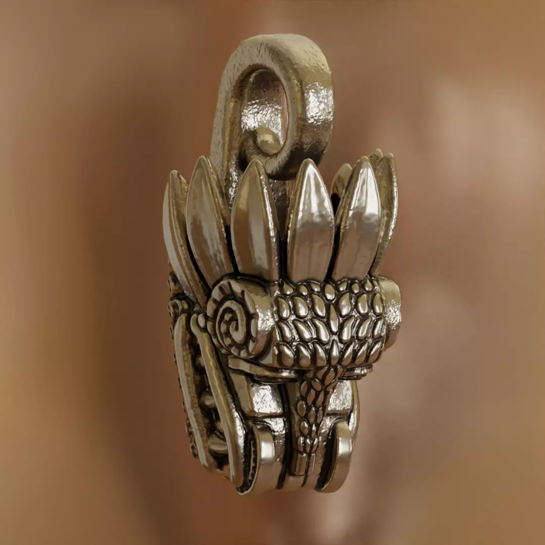 Qetzalcoatl V-2 pendant 3D print model_0