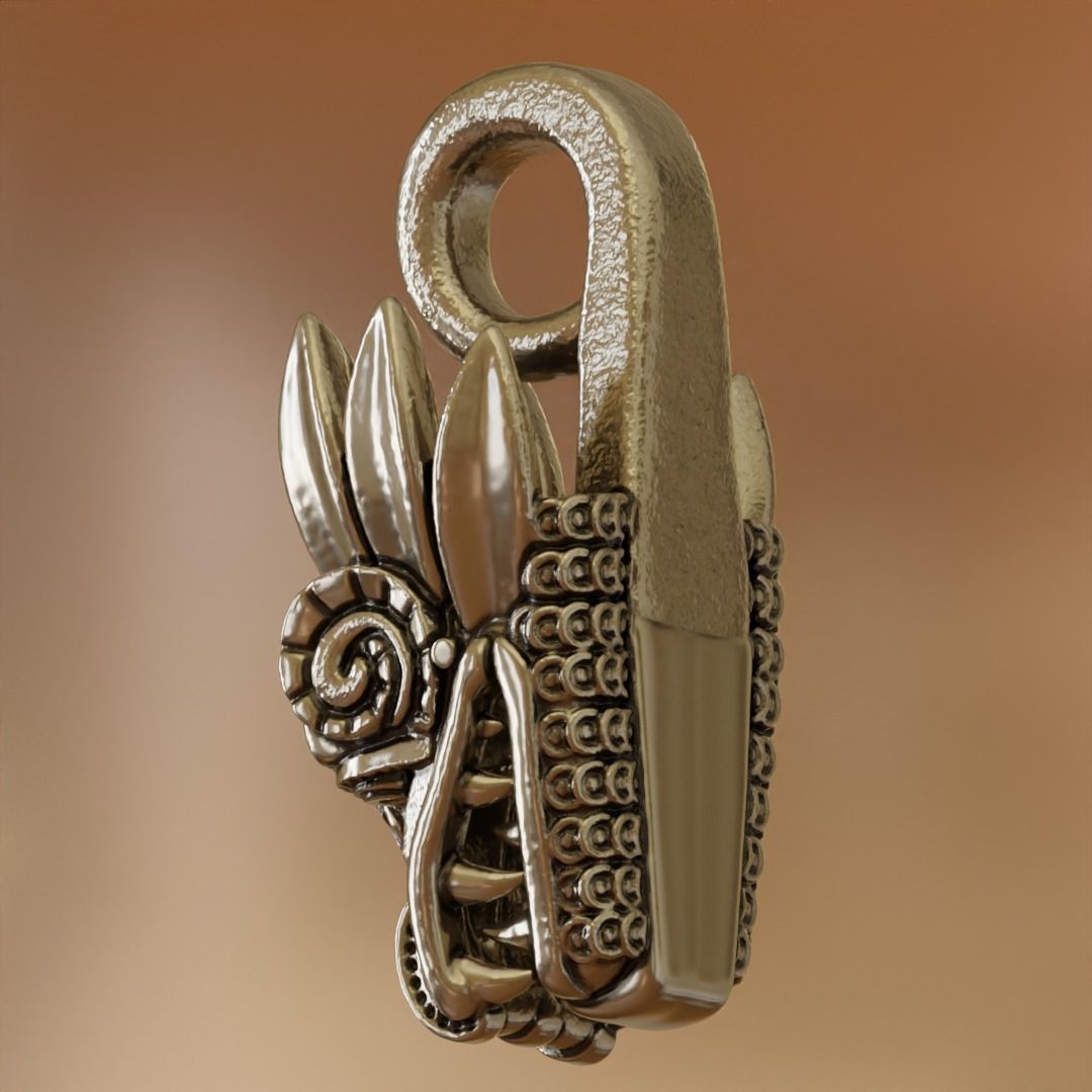 Qetzalcoatl V-2 pendant 3D print model_3