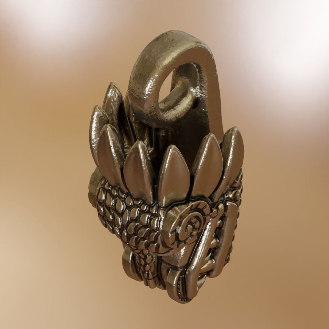 Qetzalcoatl V-2 pendant 3D print model_4