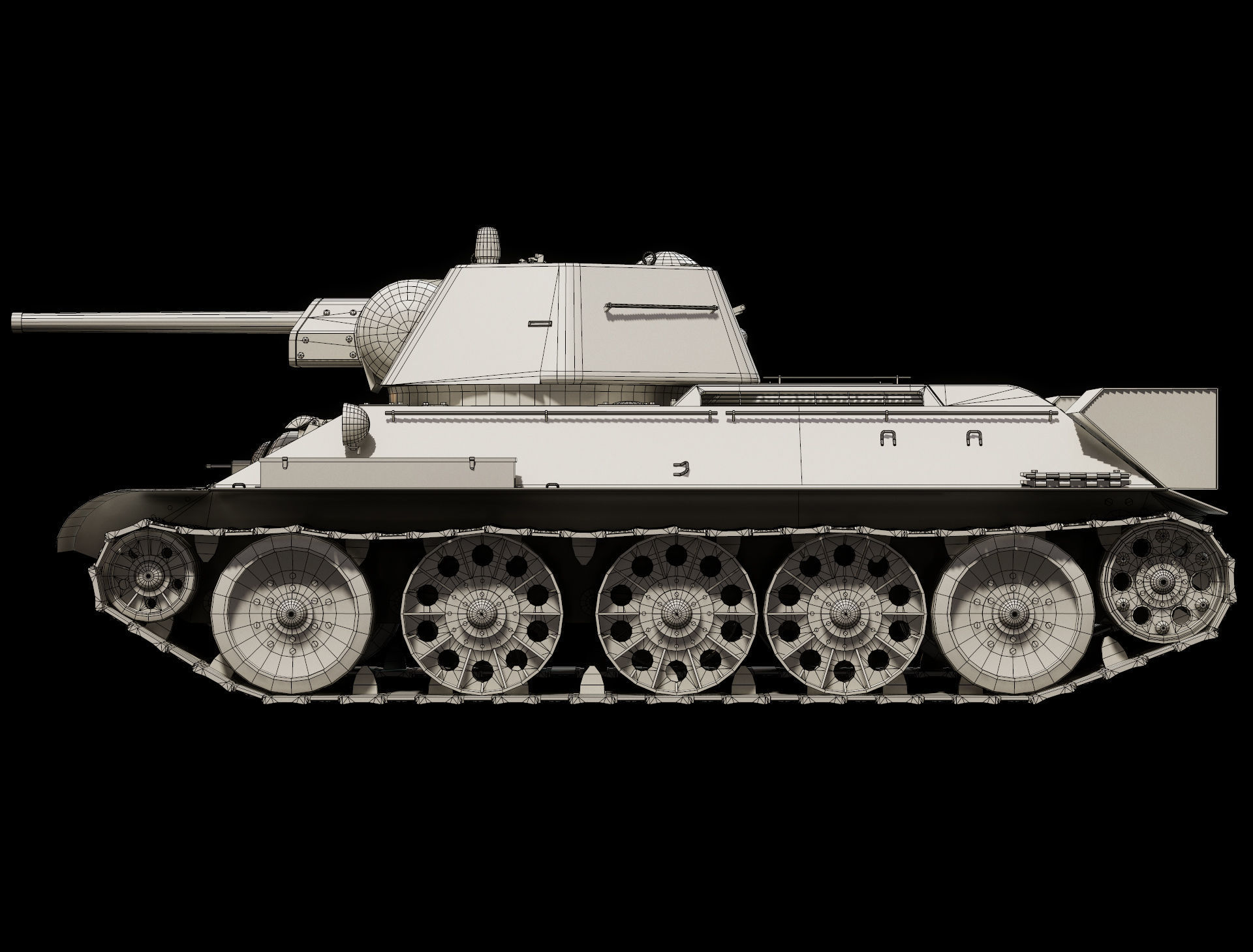 T-34-76 Model 1942 - Base Mesh 3D model_9
