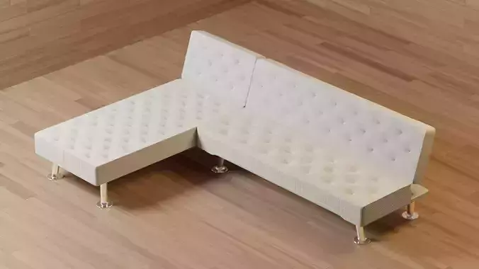 L Shaped Convertible Sofa Bed High Poly Fabric Textured 3D model