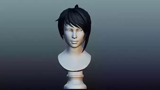 Female hair low poly model