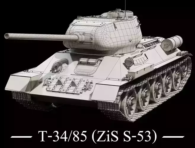 T-34-85 - ZiS S-53 Cannon - Base Mesh