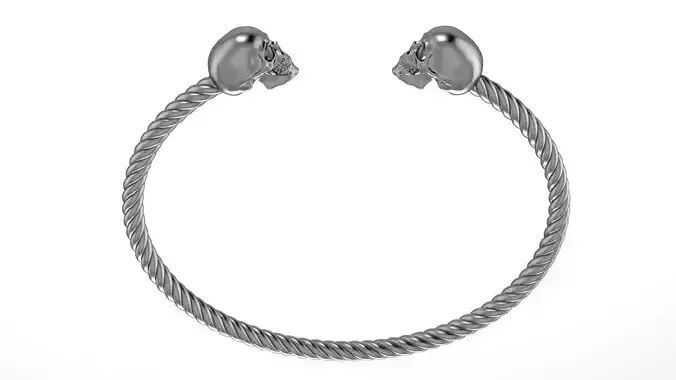 Skull Spiral Cable Bracelet inner 56x44 mm cable 3 mm 3D print model