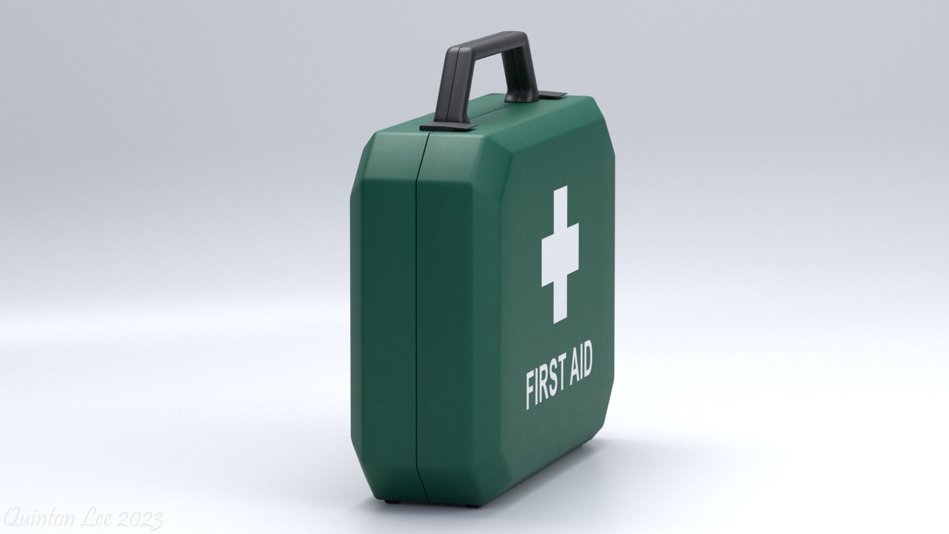Medium Green First Aid Kit Low-poly 3D model_1