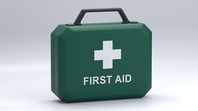 Medium Green First Aid Kit  Low-poly 3D model