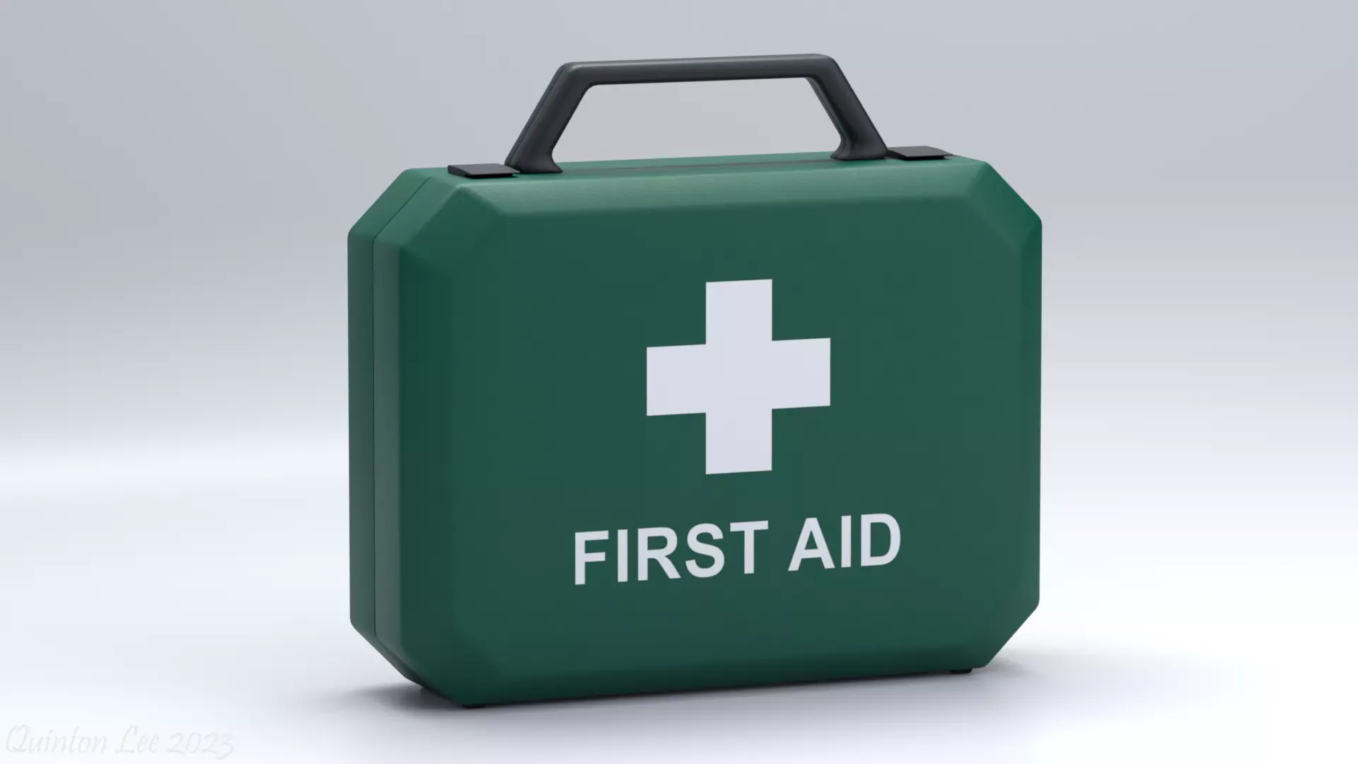 Medium Green First Aid Kit Low-poly 3D model_0