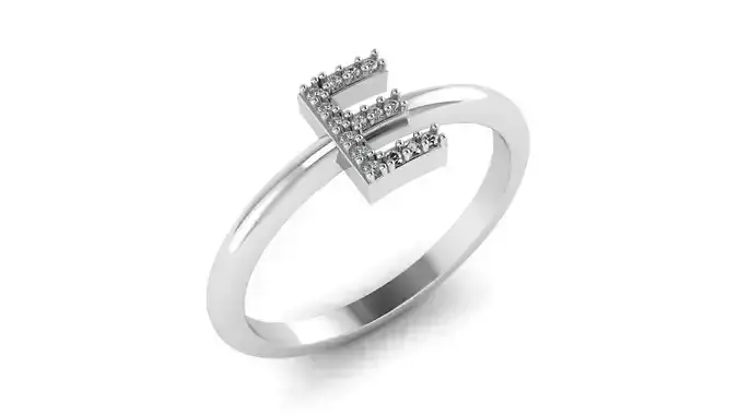 Alphabet Diamond Letters Rings E 3D print model