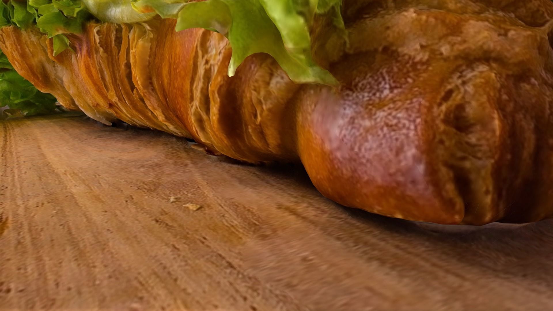 Croissant with tomato pickled cucumber greens and sausage 3D model_10