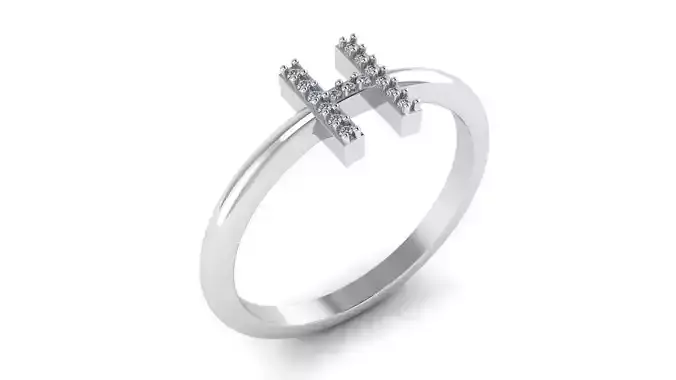 Alphabet Diamond Letters Rings H 3D print model