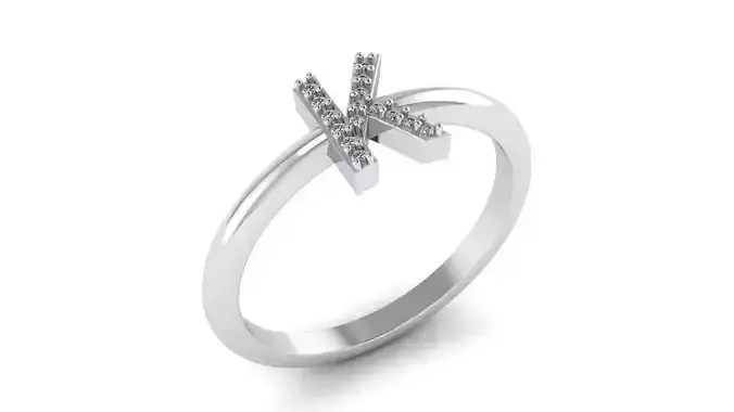 Alphabet Diamond Letters Rings K 3D print model