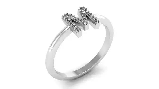 Alphabet Diamond Letters Rings M 3D print model