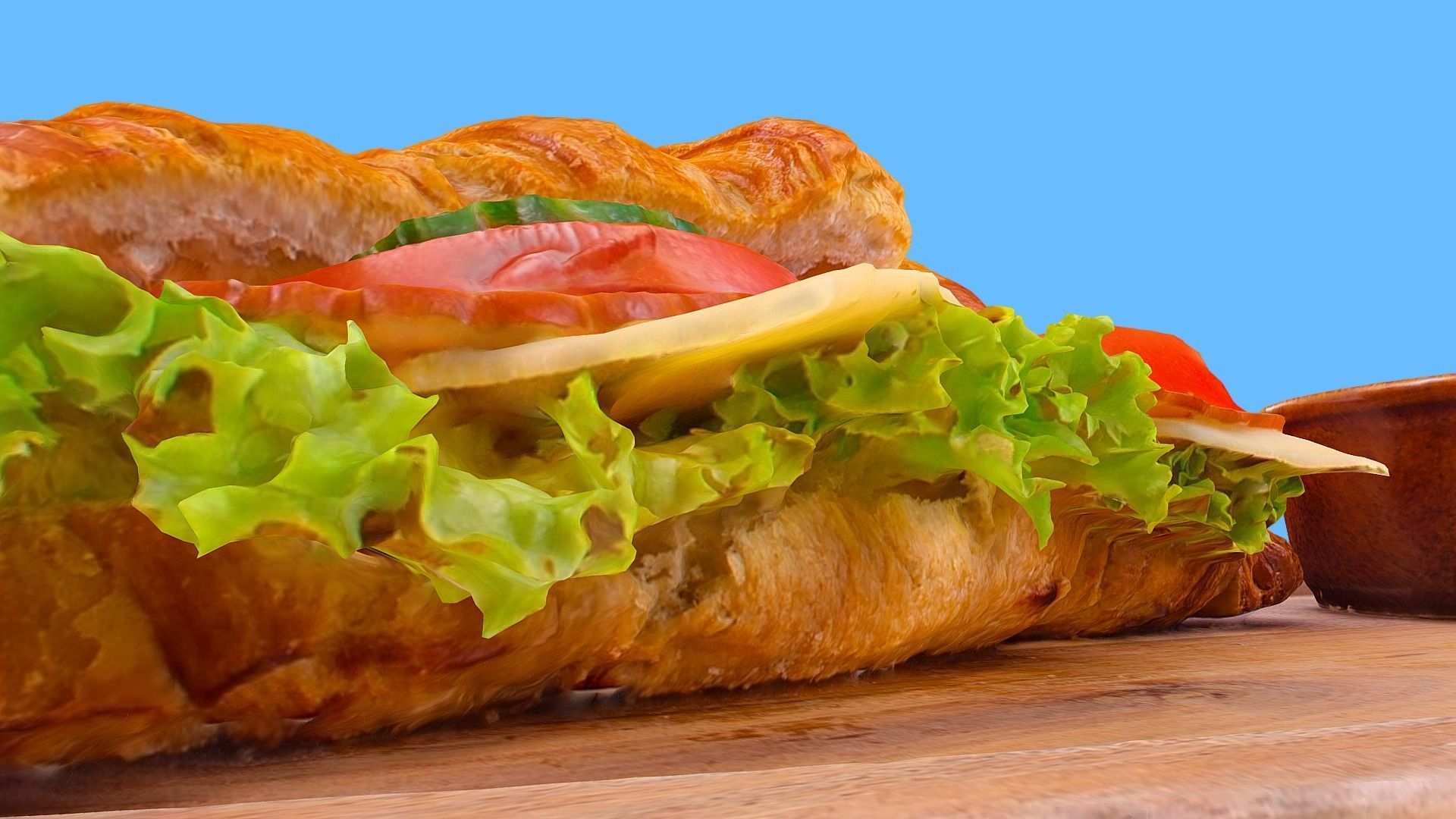 Croissant with Ham Tomato Cucumber and Greens obj gltf usdz 3D model_7