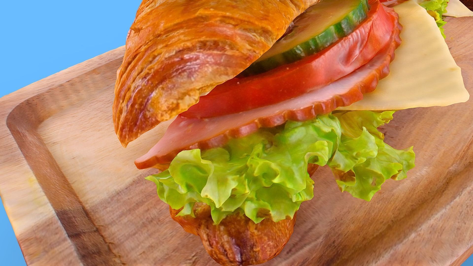 Croissant with Ham Tomato Cucumber and Greens obj gltf usdz 3D model_20