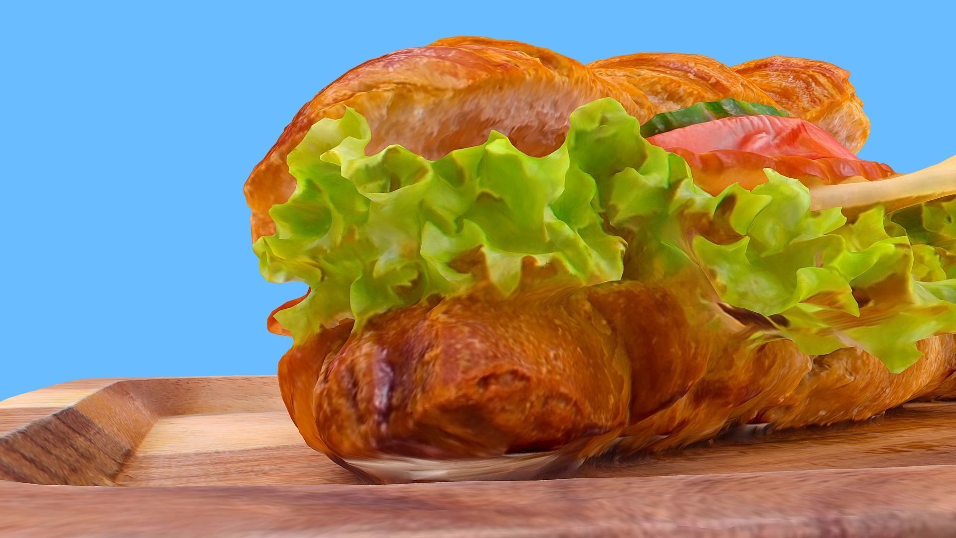 Croissant with Ham Tomato Cucumber and Greens obj gltf usdz 3D model_8