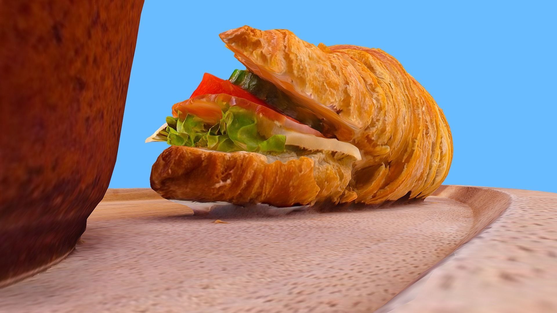 Croissant with Ham Tomato Cucumber and Greens obj gltf usdz 3D model_15
