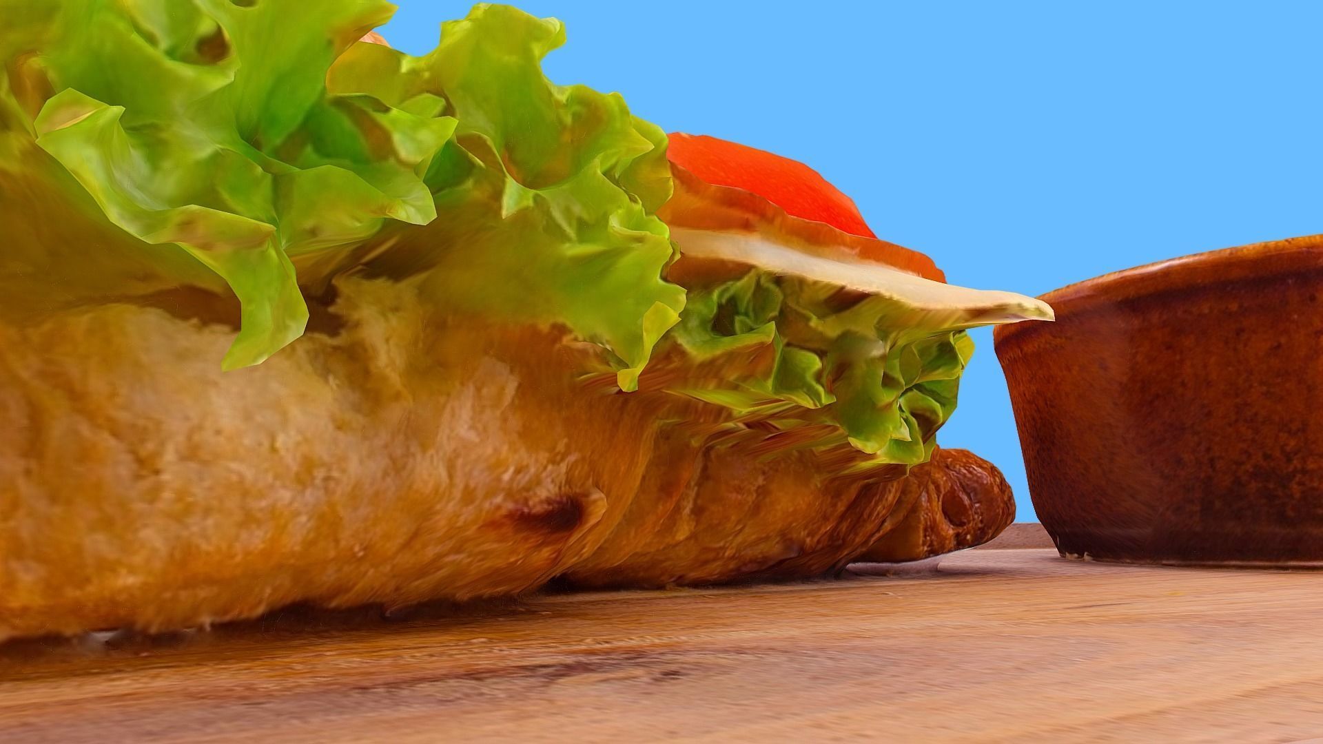 Croissant with Ham Tomato Cucumber and Greens obj gltf usdz 3D model_10