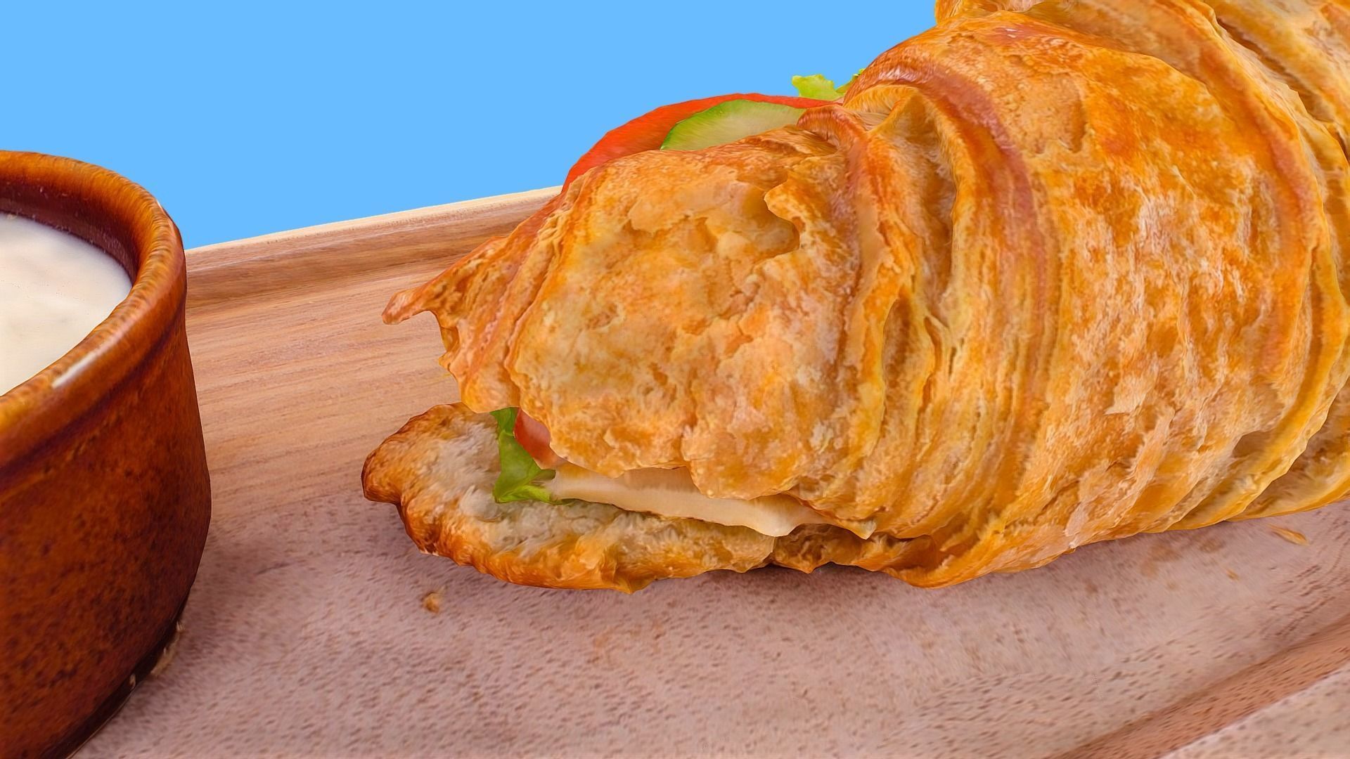 Croissant with Ham Tomato Cucumber and Greens obj gltf usdz 3D model_19