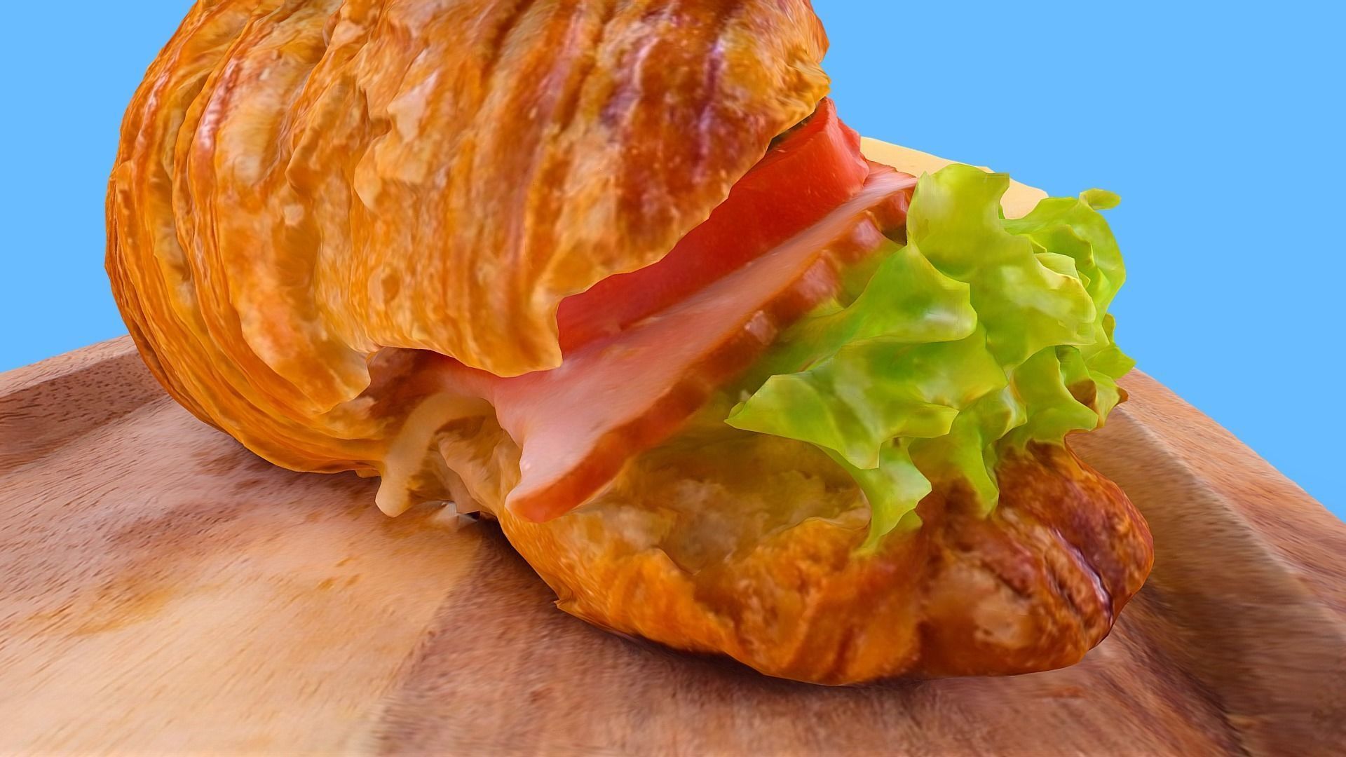 Croissant with Ham Tomato Cucumber and Greens obj gltf usdz 3D model_13