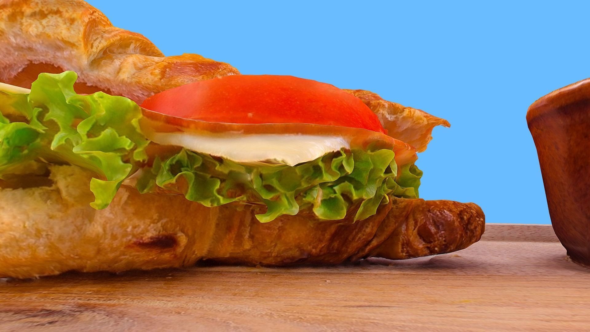 Croissant with Ham Tomato Cucumber and Greens obj gltf usdz 3D model_6