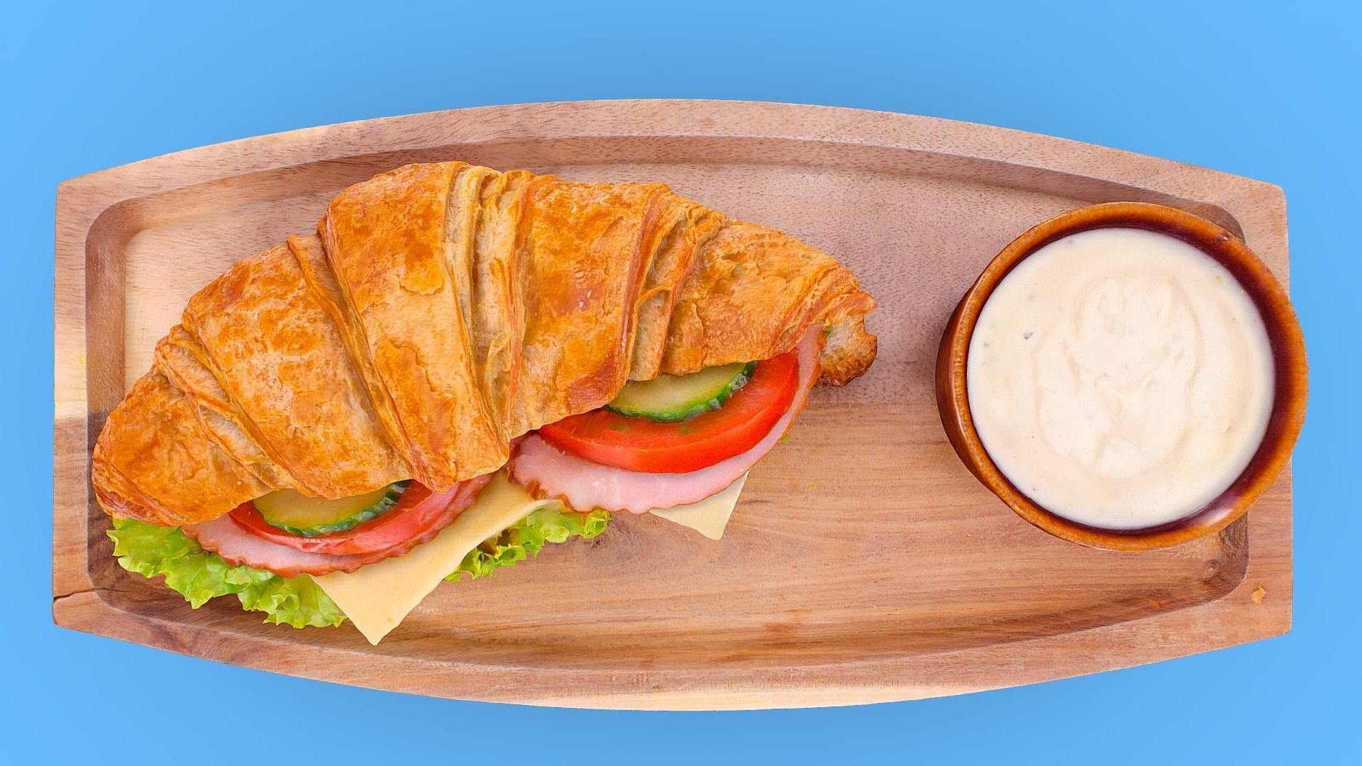 Croissant with Ham Tomato Cucumber and Greens obj gltf usdz 3D model_3
