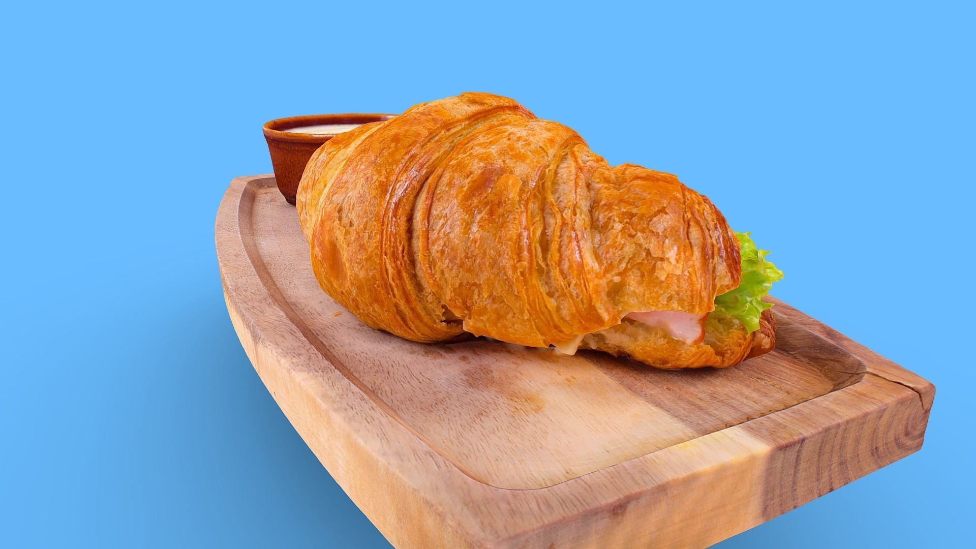Croissant with Ham Tomato Cucumber and Greens obj gltf usdz 3D model_5